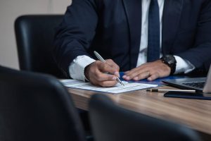 Conveyancer explaining a property purchase to client